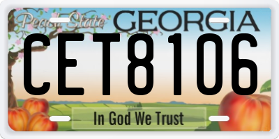 GA license plate CET8106
