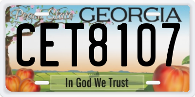 GA license plate CET8107