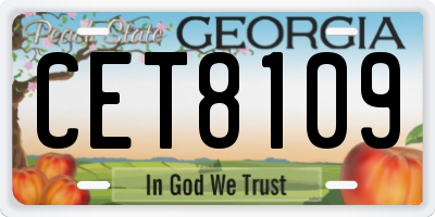 GA license plate CET8109