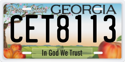 GA license plate CET8113