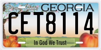 GA license plate CET8114