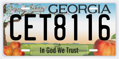 GA license plate CET8116