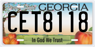 GA license plate CET8118