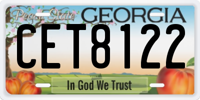 GA license plate CET8122
