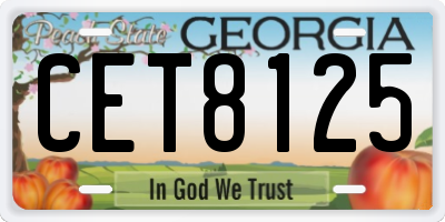 GA license plate CET8125