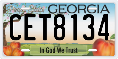 GA license plate CET8134