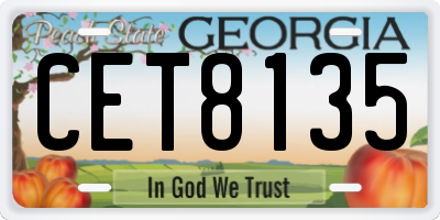 GA license plate CET8135