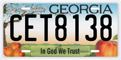GA license plate CET8138