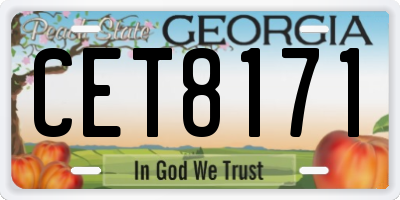GA license plate CET8171