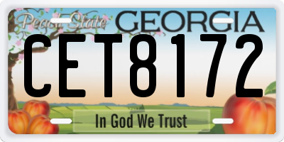 GA license plate CET8172