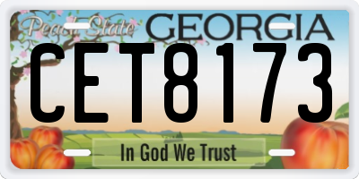GA license plate CET8173