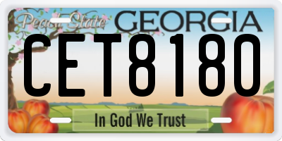 GA license plate CET8180