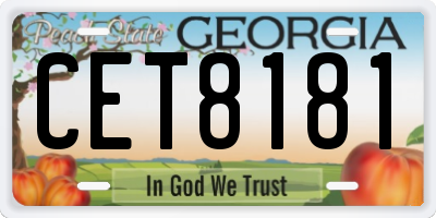 GA license plate CET8181