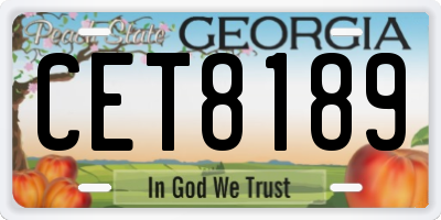GA license plate CET8189