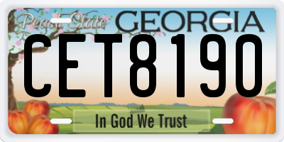 GA license plate CET8190
