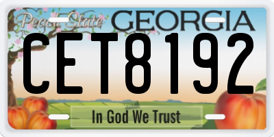 GA license plate CET8192