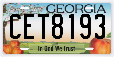 GA license plate CET8193