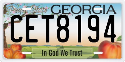 GA license plate CET8194