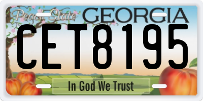 GA license plate CET8195
