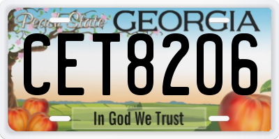 GA license plate CET8206