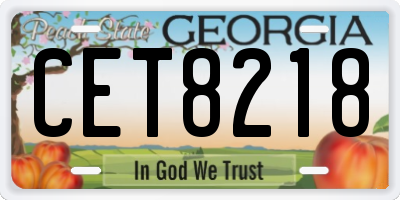 GA license plate CET8218
