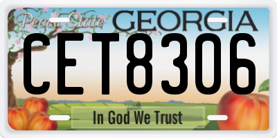 GA license plate CET8306