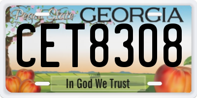 GA license plate CET8308