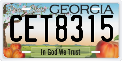 GA license plate CET8315