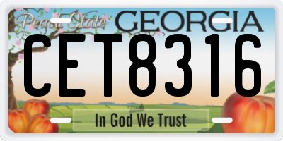 GA license plate CET8316