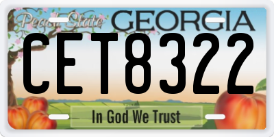 GA license plate CET8322