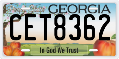 GA license plate CET8362