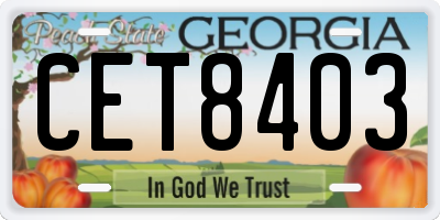 GA license plate CET8403