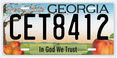GA license plate CET8412