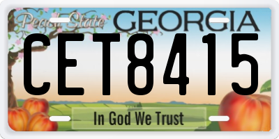 GA license plate CET8415