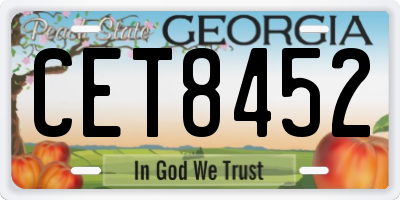 GA license plate CET8452