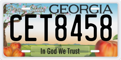 GA license plate CET8458