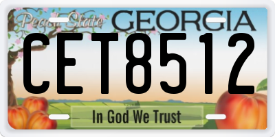 GA license plate CET8512