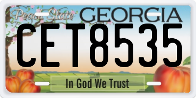 GA license plate CET8535