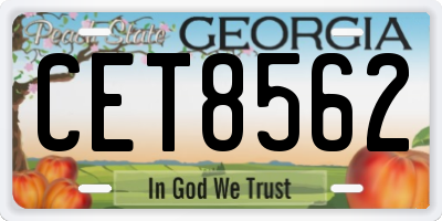 GA license plate CET8562