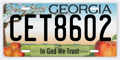 GA license plate CET8602