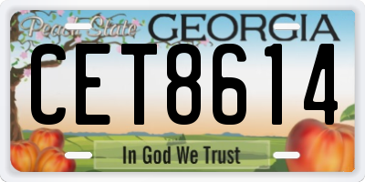GA license plate CET8614