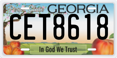 GA license plate CET8618