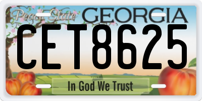 GA license plate CET8625