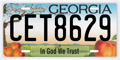 GA license plate CET8629