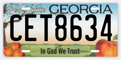 GA license plate CET8634