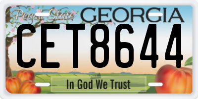 GA license plate CET8644