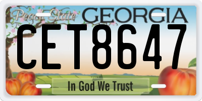 GA license plate CET8647