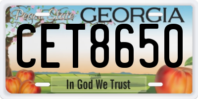 GA license plate CET8650