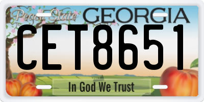 GA license plate CET8651