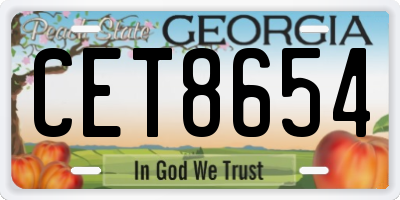 GA license plate CET8654